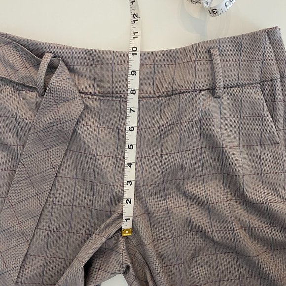 NWT Liverpool Women's trousers with Self Belt Taupe Grey Mauve Windowpane Plaid - Picture 13 of 14